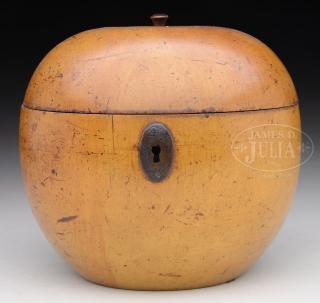 Appraisal: LARGE CARVED APPLE FORM TEA CADDY LARGE CARVED APPLE FORM