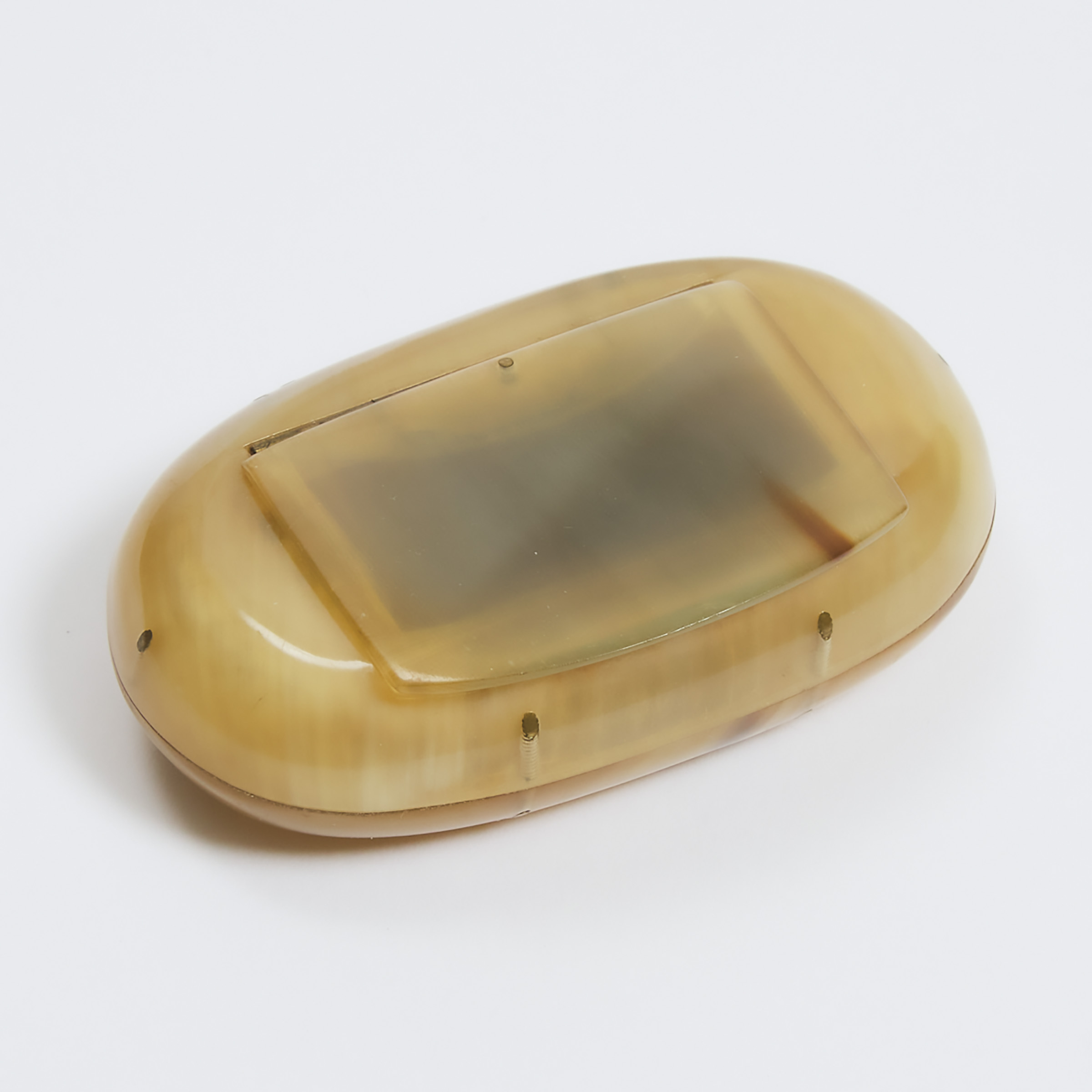 Appraisal: Oval Horn Snuff Box th century x x in x