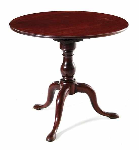 Appraisal: Georgian mahogany tilt-top tea table first quarter th century circular