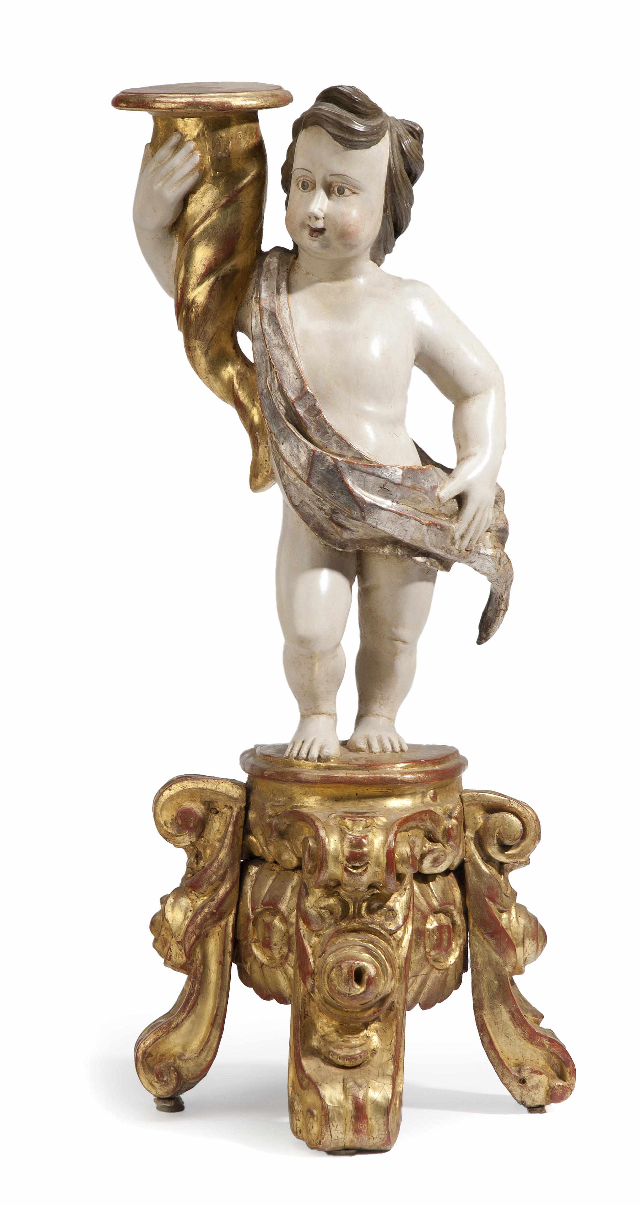 Appraisal: An Italian Baroque style gilt and polychrome decorated figure of