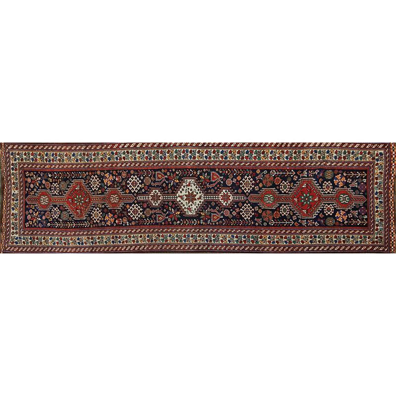 Appraisal: PERSIAN QASHQAI Hand-knotted wool runner ca Condition Report Overall excellent