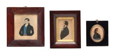 Appraisal: Three British miniature portraits unsigned watercolor and ink on paper