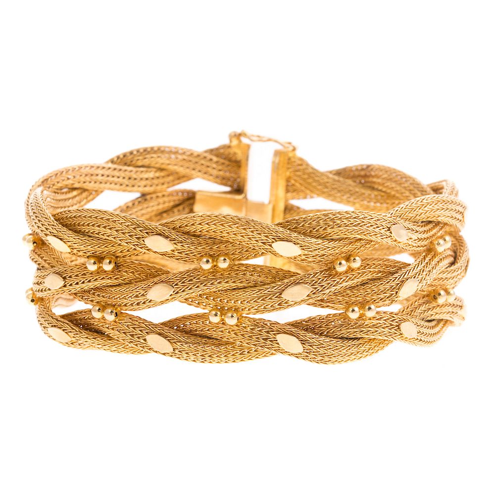 Appraisal: A Ladies Wide Braided Bracelet in K Gold K yellow