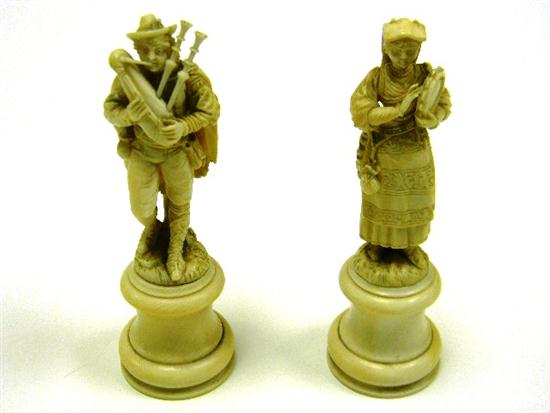 Appraisal: Ivory pair carved figures probably th C German including man