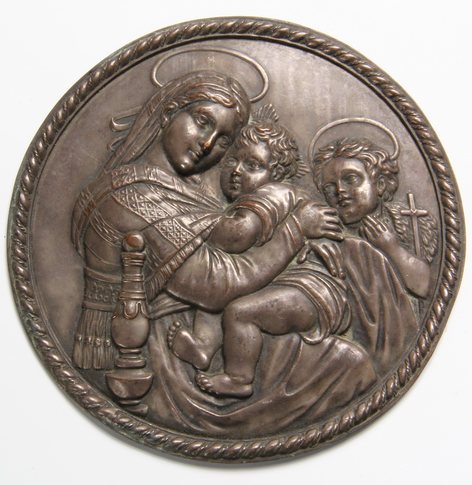 Appraisal: BAS RELIEF MEDALLION - Depicting Raphael's Madonna of Chair silver