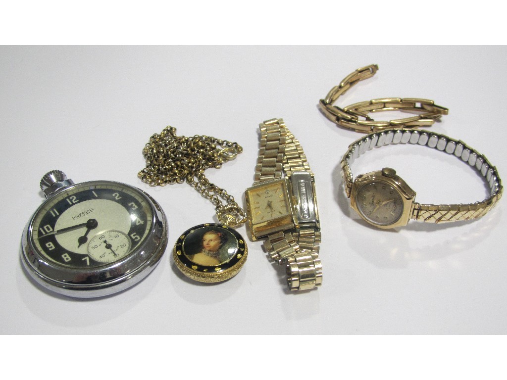 Appraisal: Lot comprising a ladies ct gold cased Everite wrist watch