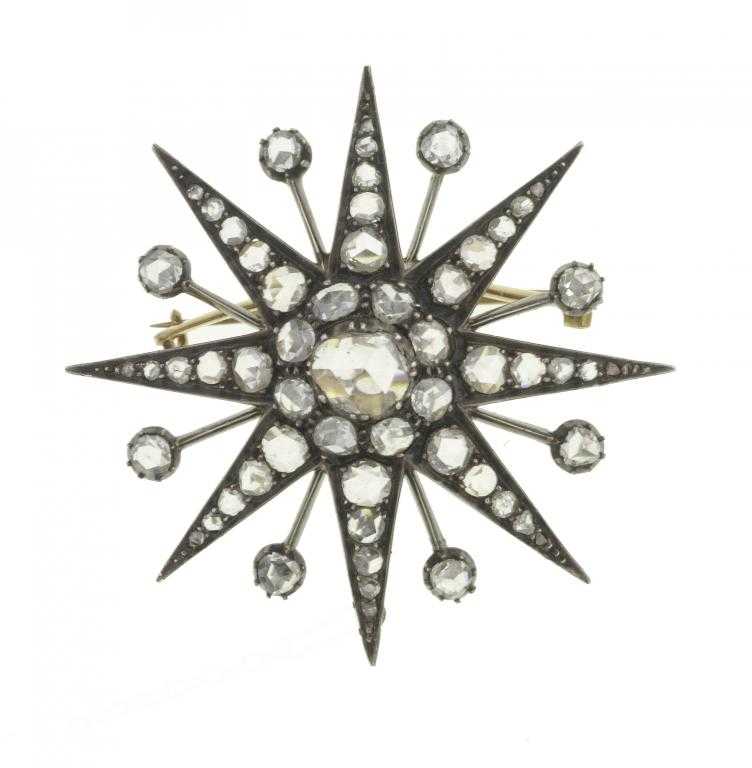 Appraisal: AN ANTIQUE ROSE DIAMOND BROOCH-PENDANT in the form of an