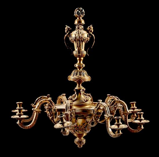 Appraisal: A Regence Style Gilt Bronze Eight-Light Chandelier Height x diameter