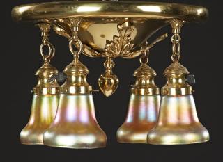 Appraisal: American Polished Brass Four Light Ceiling Fixture American Polished Brass