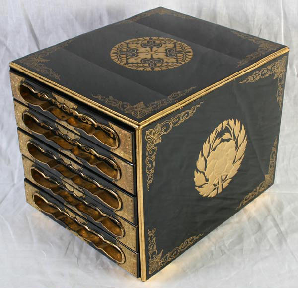 Appraisal: Asian storage box with hand worked metal lacquered and gilded