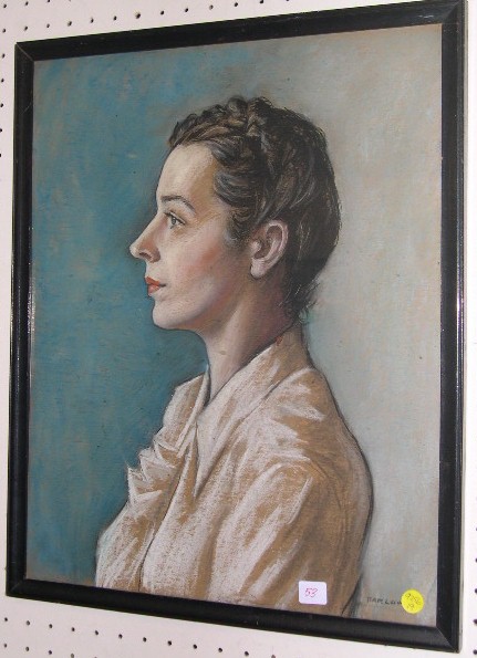 Appraisal: Harry Farlow American - pastel on paper portrait profile of