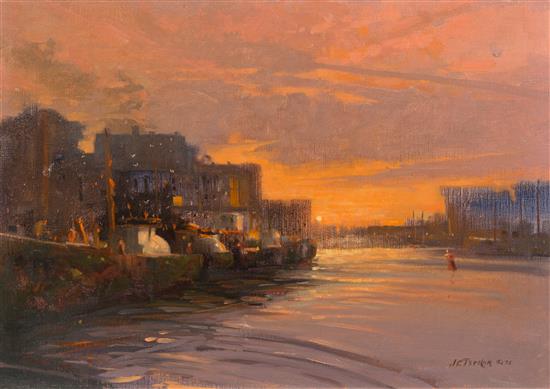 Appraisal: Sale Lot John Terelak American b A Sunset Harbor Scene