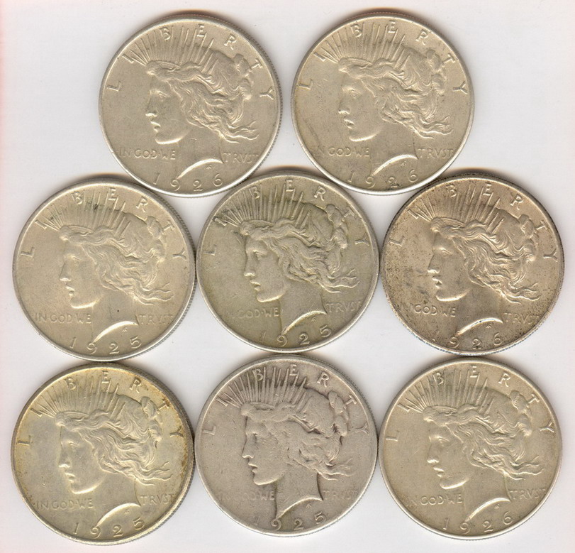 Appraisal: U S PEACE SILVER DOLLAR Estate coins Includes - S