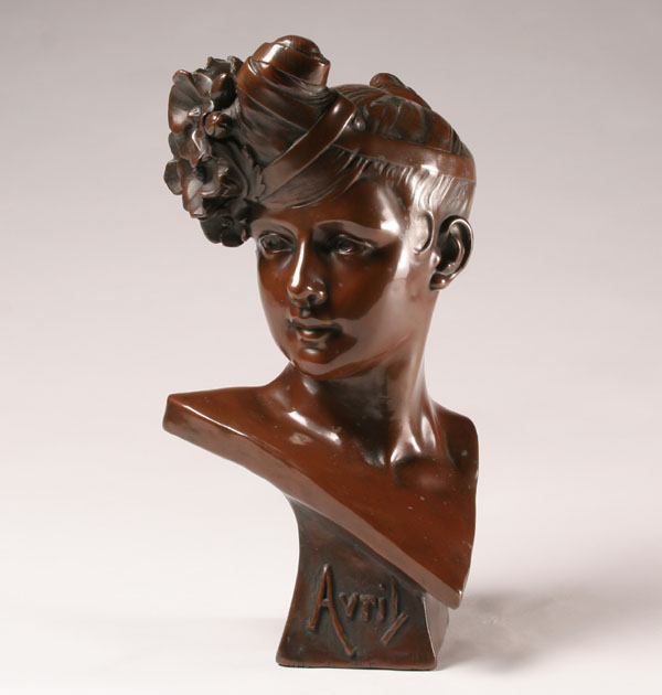 Appraisal: French bronze clad bust of a turn of the Century