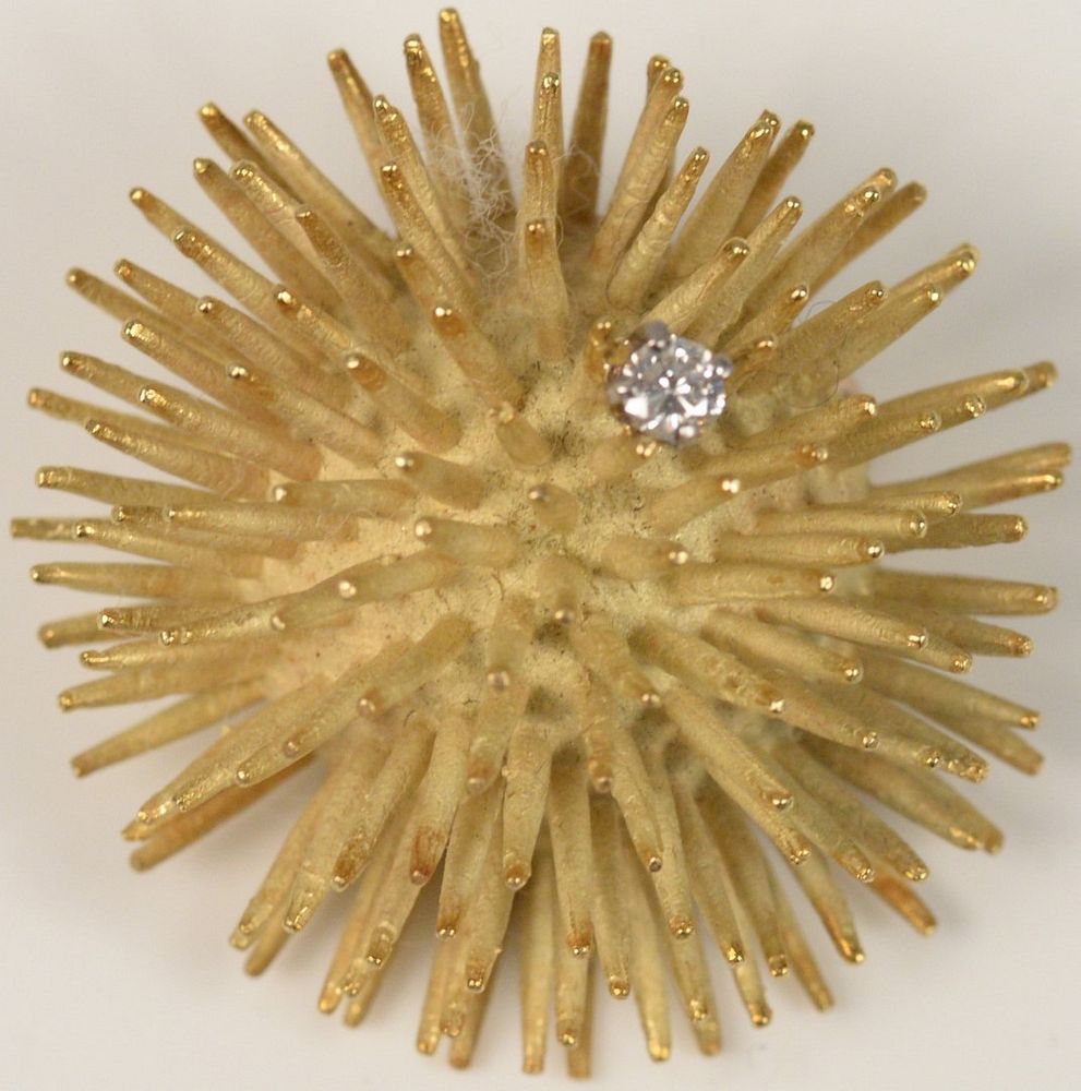 Appraisal: Karat Gold Sea Urchin Brooch set with diamond diameter inches