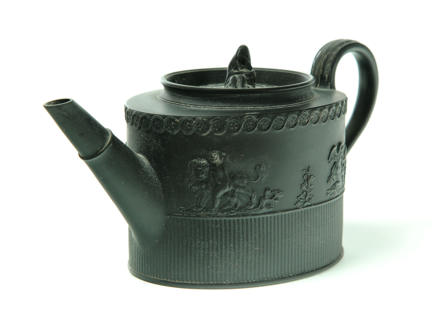 Appraisal: BASALT TEAPOT England late th-early th century Wedgwood-type teapot stamped