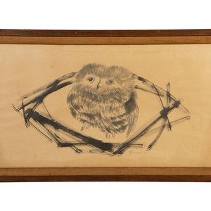 Appraisal: Morris Graves American - Untitled Owl sumi inkwash on paper