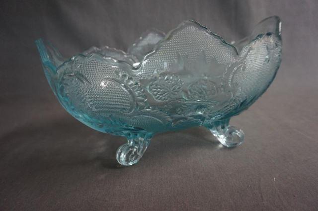 Appraisal: Jeannette Glass Blue Lombardi Toed Console Bowl Produced by Jeannette