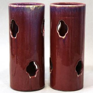 Appraisal: Pair of Chinese Flambe Each H Abrasions from firing and