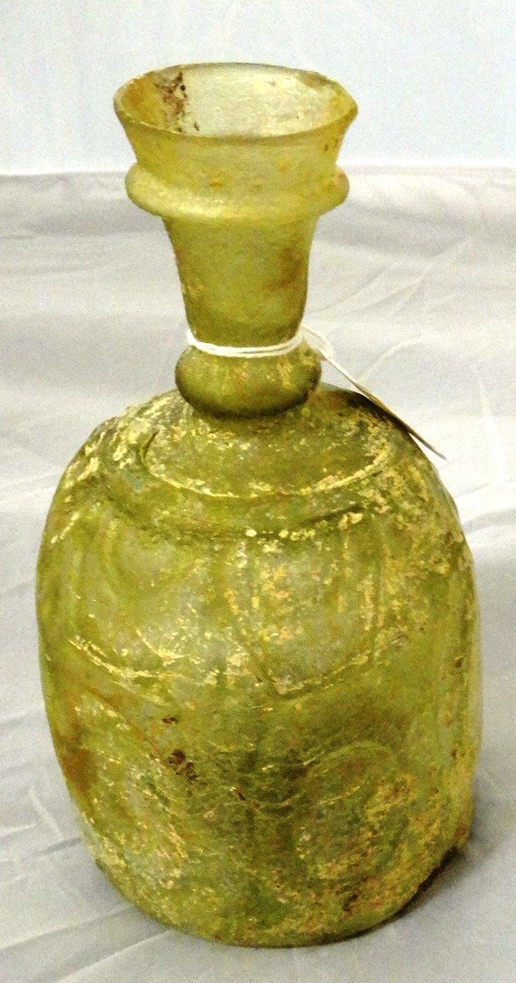 Appraisal: An intact clear glass flask Iran th century with rounded