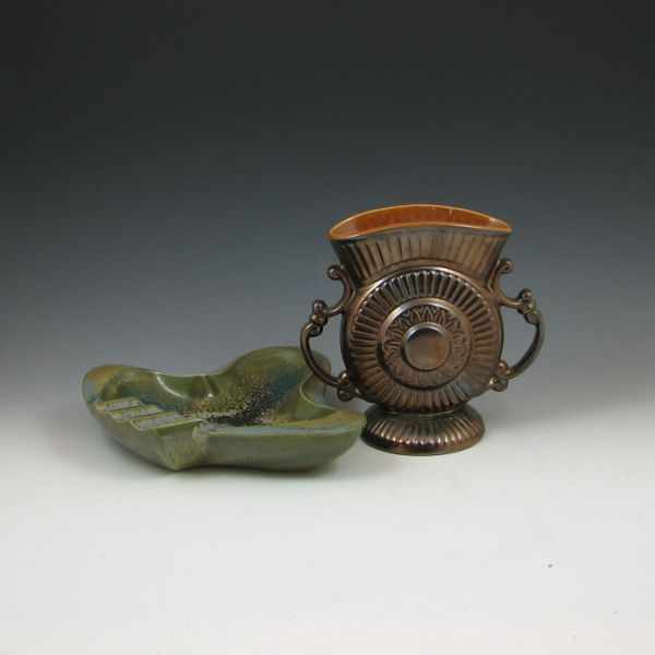 Appraisal: Red Wing bronze vase and ashtray M- a biometric Charles