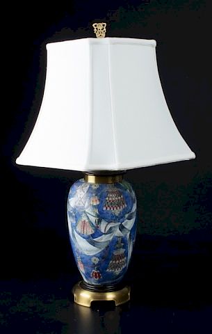 Appraisal: Oriental Style Ceramic Lamp Oriental ceramic lamp blue with oriental