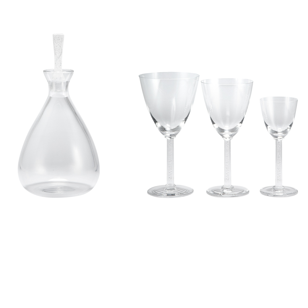 Appraisal: Lalique Molded Glass Phalsbourg Partial Cocktail Service Modern Comprising a