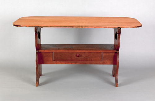 Appraisal: Pennsylvania walnut and poplar bench table early th c the