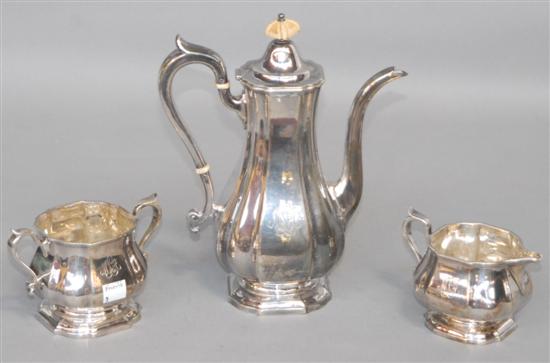 Appraisal: WILLIAM B DURGIN STERLING SILVER COFFEE SET Georgian style with