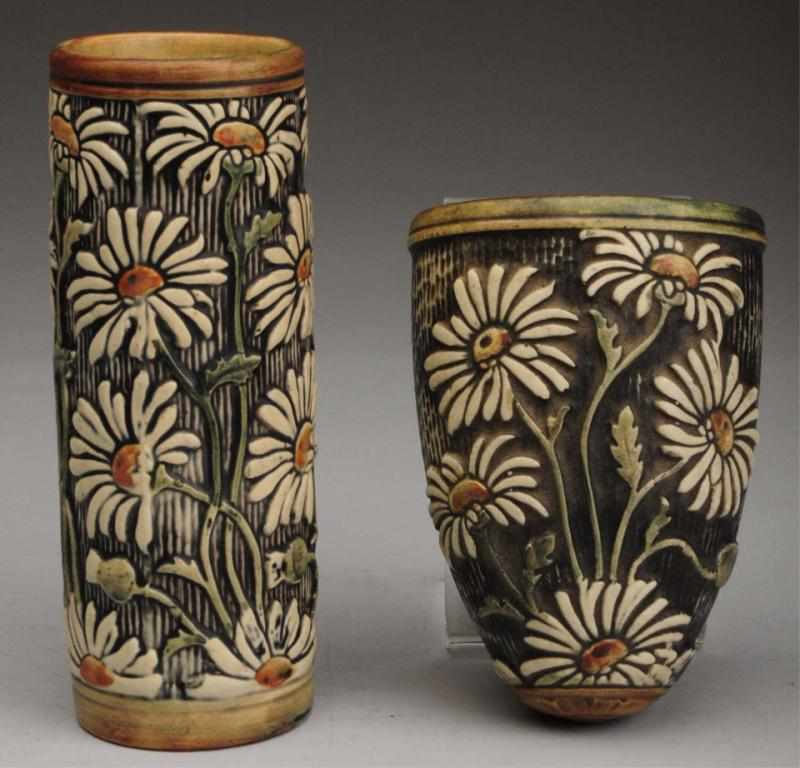 Appraisal: Pair of Weller Knifewood Pieces Includes one cylinder vase with