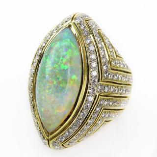 Appraisal: Approx Carat Marquise Cut Opal carat Pave Set Round Brilliant