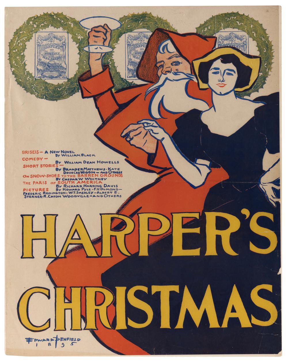 Appraisal: HARPER'S CHRISTMAS ADVERTISING POSTER Dated By Edward Penfield for Harper's