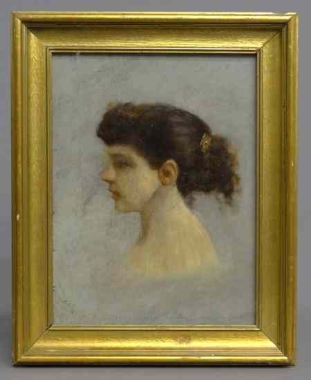 Appraisal: Painting oil on canvas woman signed ''G L Clough'' George