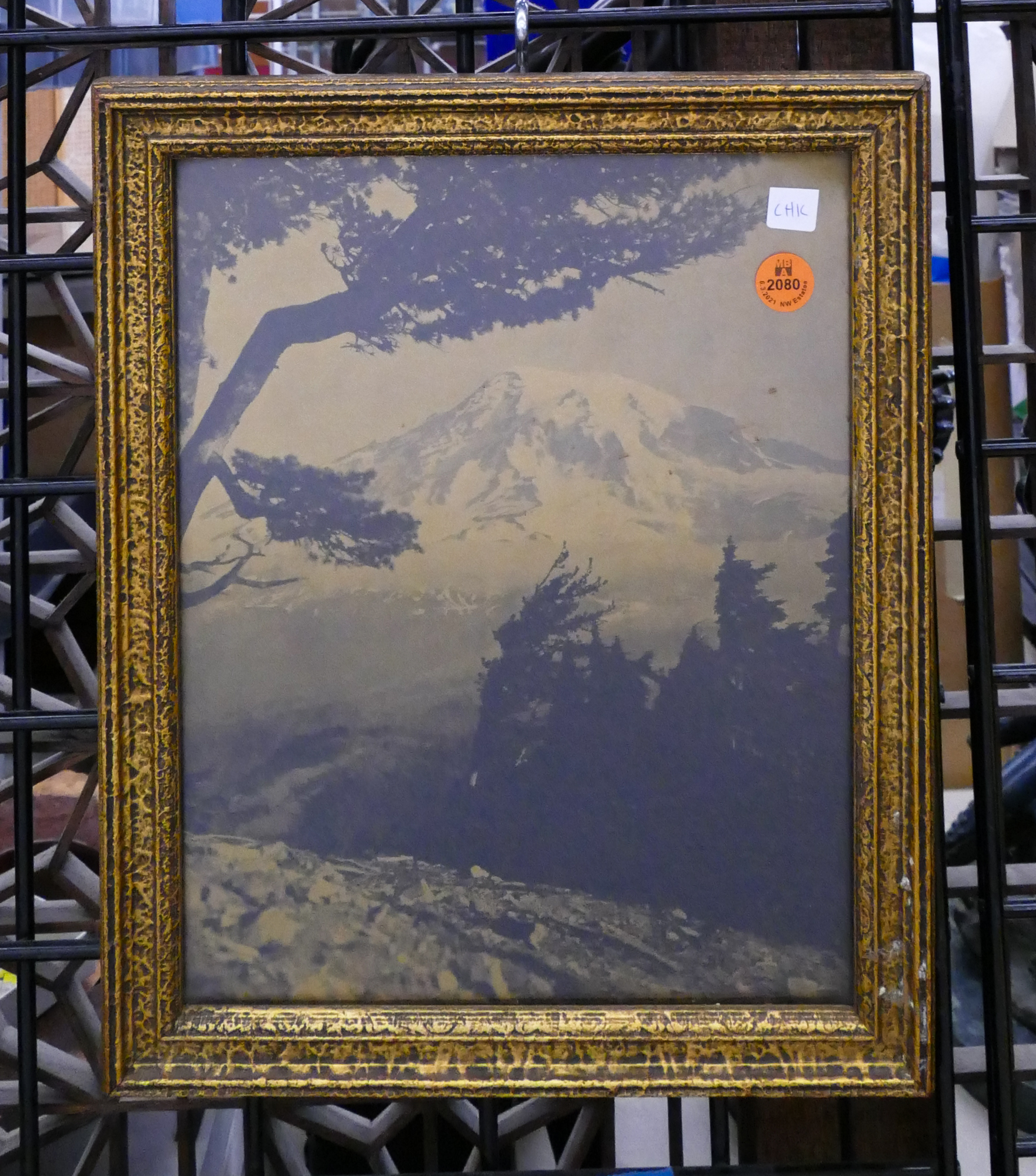 Appraisal: Vintage Mount Rainier Gold Foil Print Framed- x ''