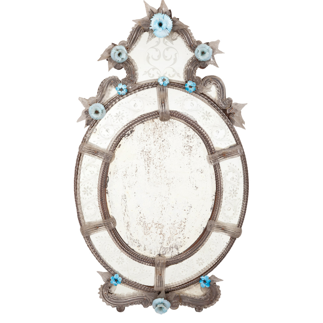 Appraisal: Venetian Mirror Framed Mirror Of oval form the central beveled