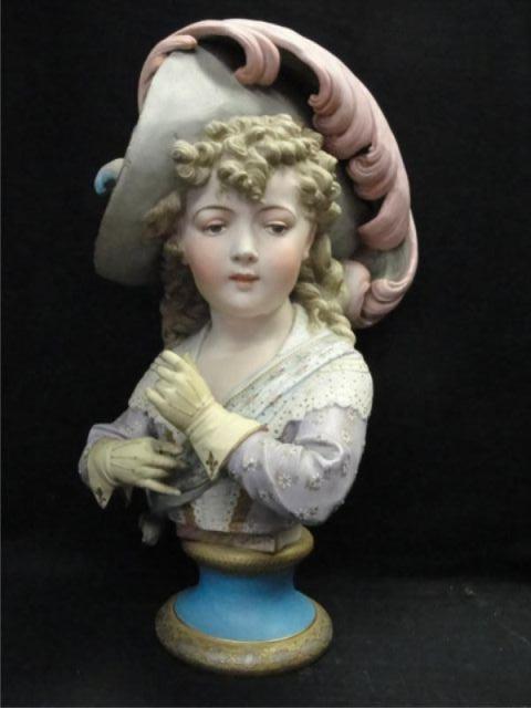 Appraisal: Porcelain Bust of a Young Girl Wearing a Fedora and