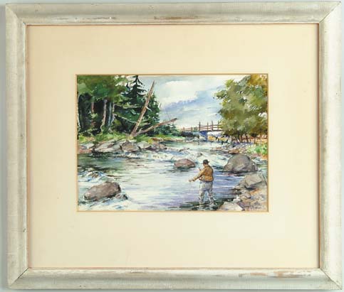 Appraisal: M L C WEKER American th Century FLY FISHING Watercolor