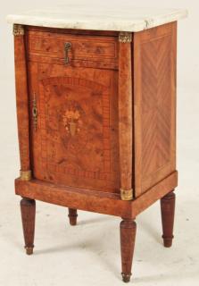 Appraisal: LATE FRENCH EMPIRE WALNUT INLAID MARBLE TOP COMMODE LATE FRENCH