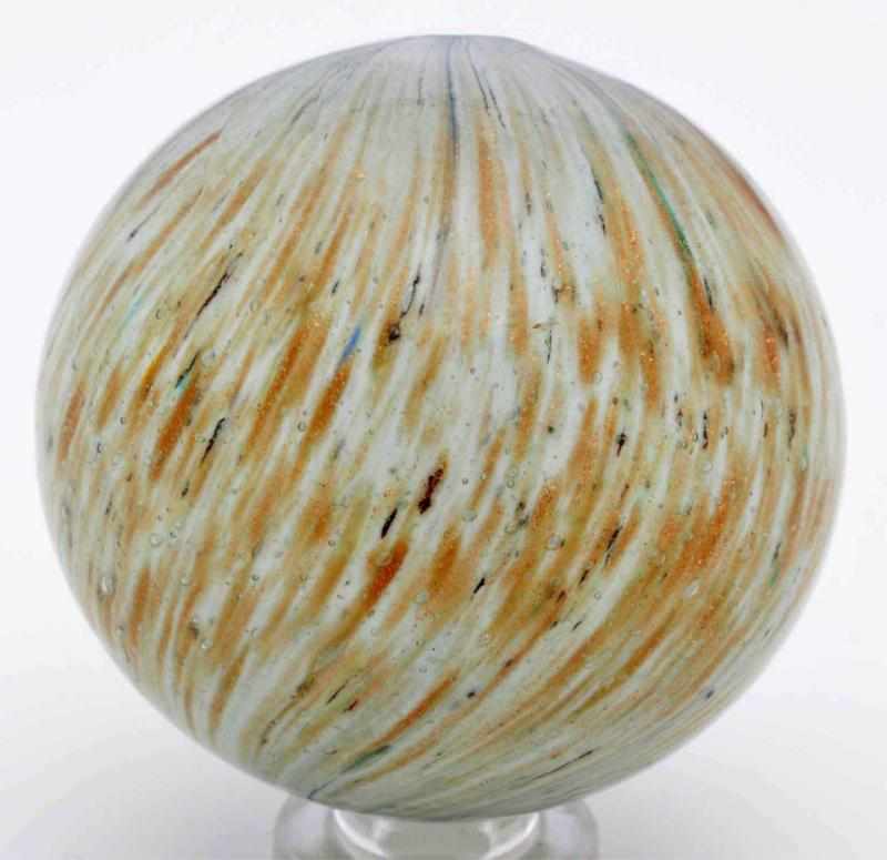 Appraisal: Large White Onionskin Lutz Marble Description Nice evenly spaced lutz