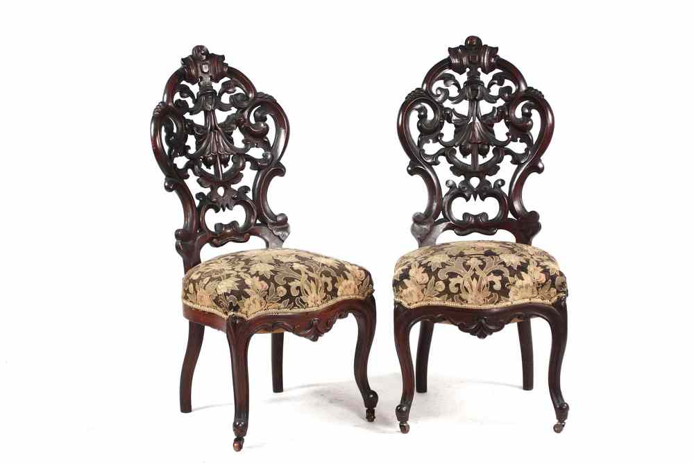 Appraisal: PAIR VICTORIAN SIDECHAIRS - Pair Belle Epoch Victorian ca -