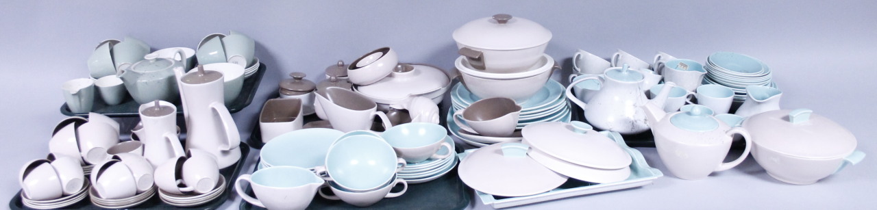 Appraisal: Various Poole dinnerware to include turquoise and cream pattern lidded