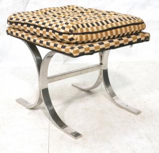 Appraisal: Mid Century Chrome Upholstered Bench Stool X f Mid Century