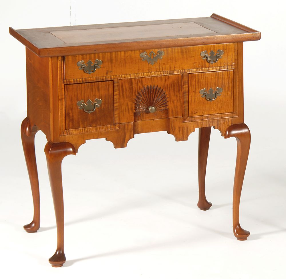 Appraisal: ELDRED WHEELER QUEEN ANNE-STYLE LOWBOY In cherry and tiger maple