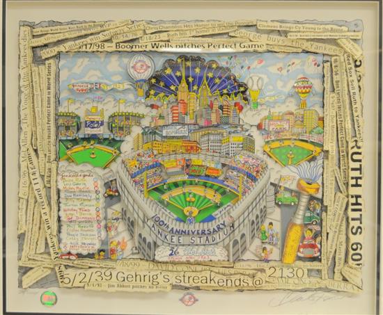 Appraisal: Charles Fazzino b '' th Anniversary of Yankee Stadium'' three