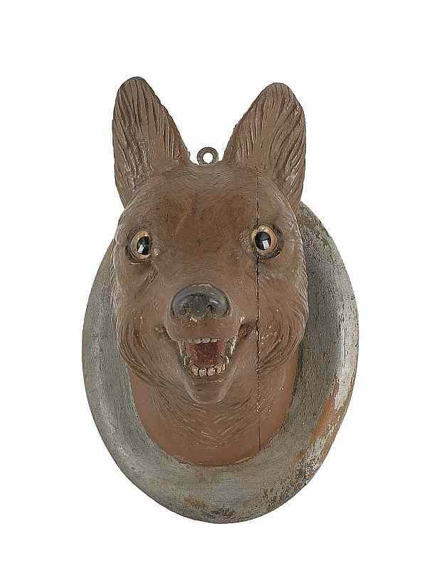 Appraisal: Carved and painted wall plaque of a fox late th