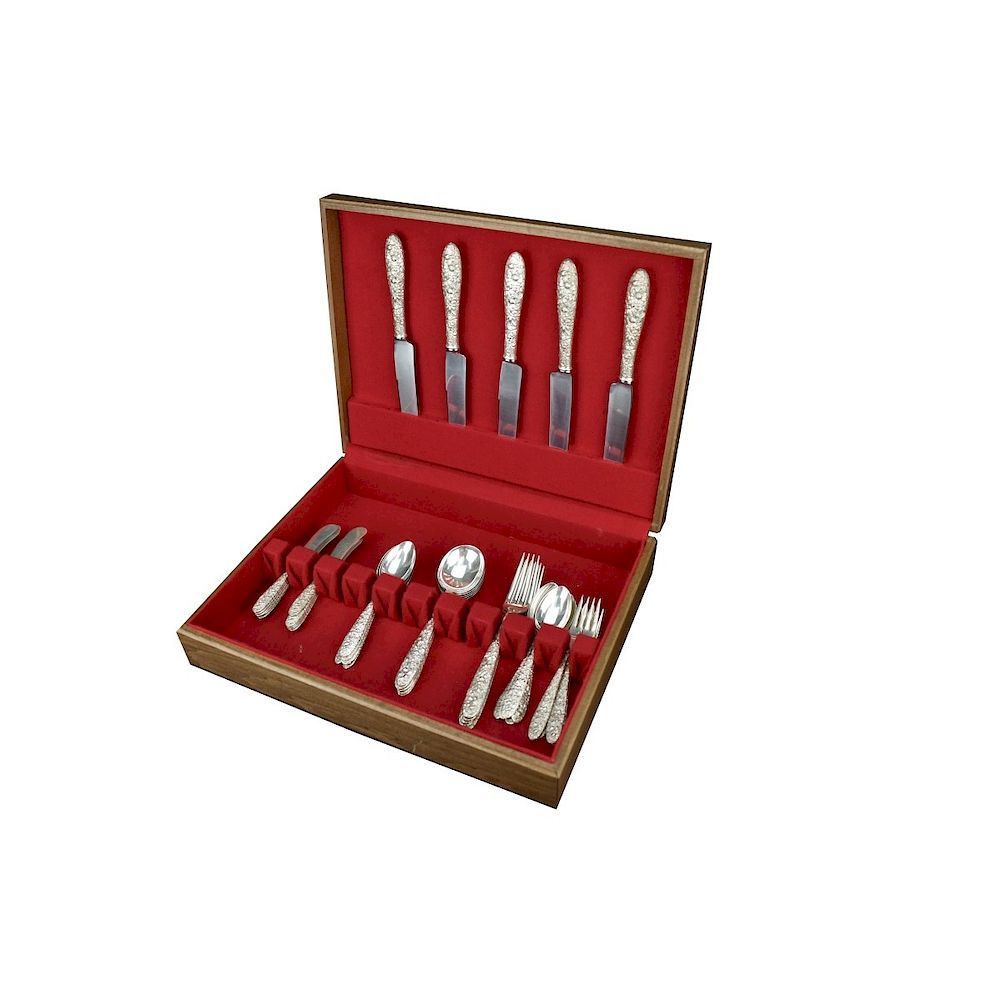 Appraisal: Set Manchester Southern Rose Sterling Flatware Forty Two Piece Set