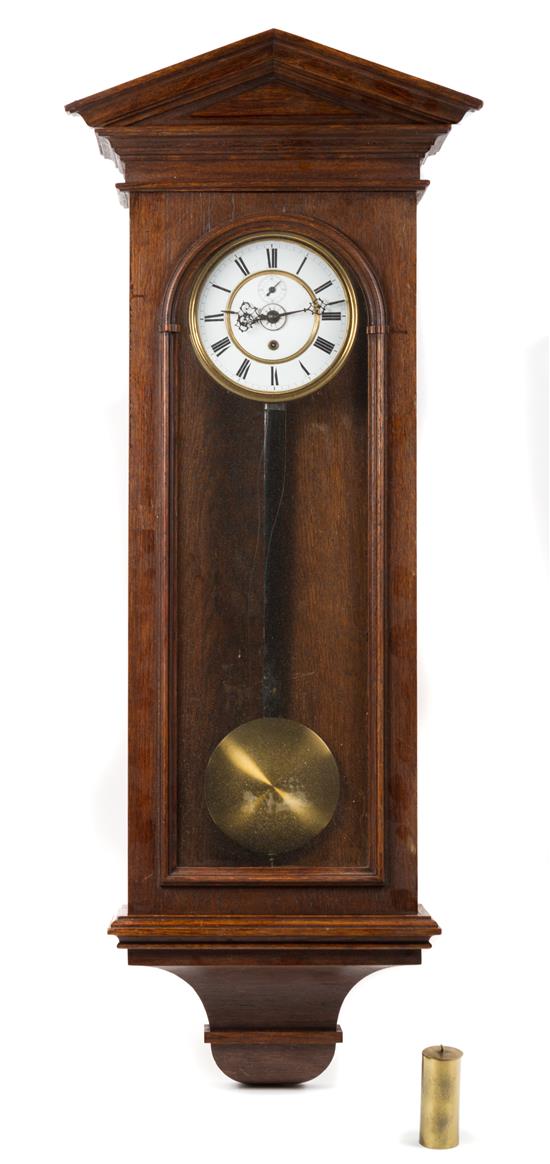 Appraisal: Sale Lot A Gustav Becker Oak Regulator Clock having a