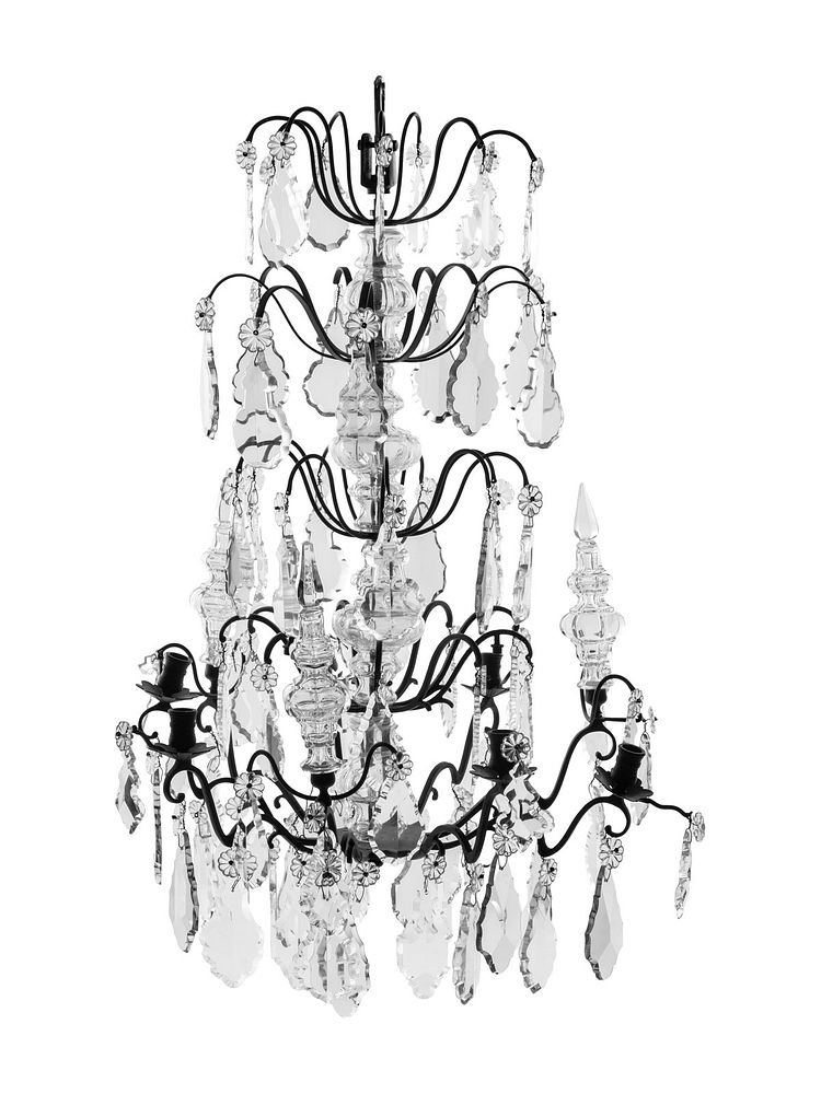 Appraisal: A French or Italian Wrought Iron and Cut Glass Six-Light