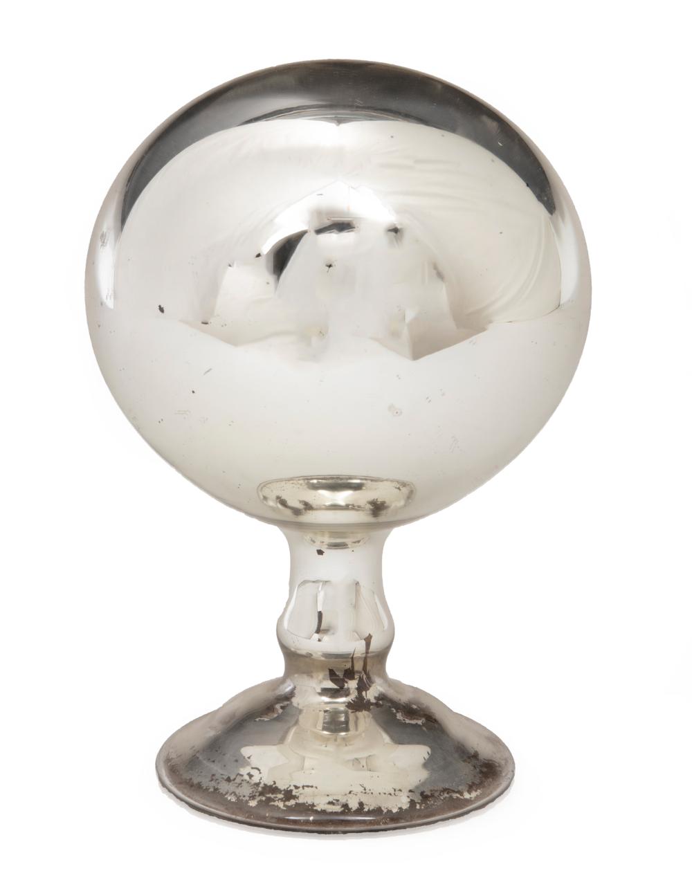 Appraisal: Antique Mercury Glass Gazing Ball th c on an integral