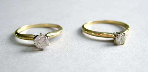 Appraisal: Two K gold diamond engagement rings one approx ct the